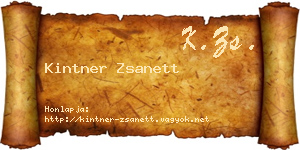 Kintner Zsanett névjegykártya
